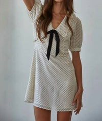 By Together - Woven Polyester Chiffon Swiss Dot Print Mini Dress