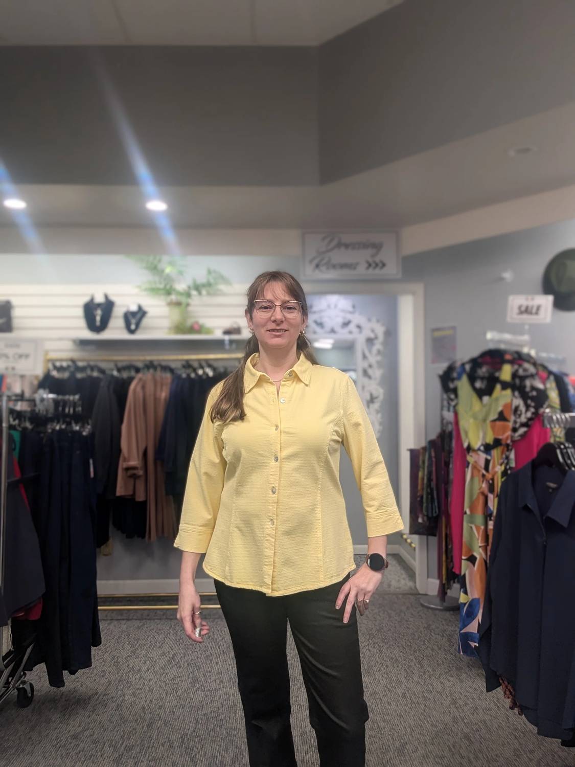 Focus Fashion - Stretch Pucker Jaquard 3/4 Sleeve Blouse