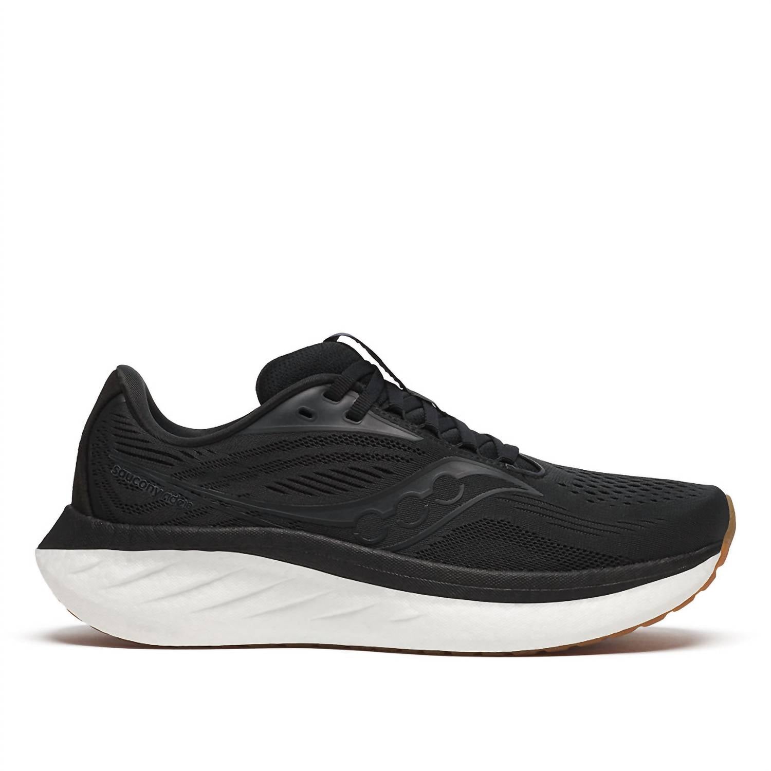 SAUCONY Women's Ride 18 Running Shoes in black gum 1 - women's shoe