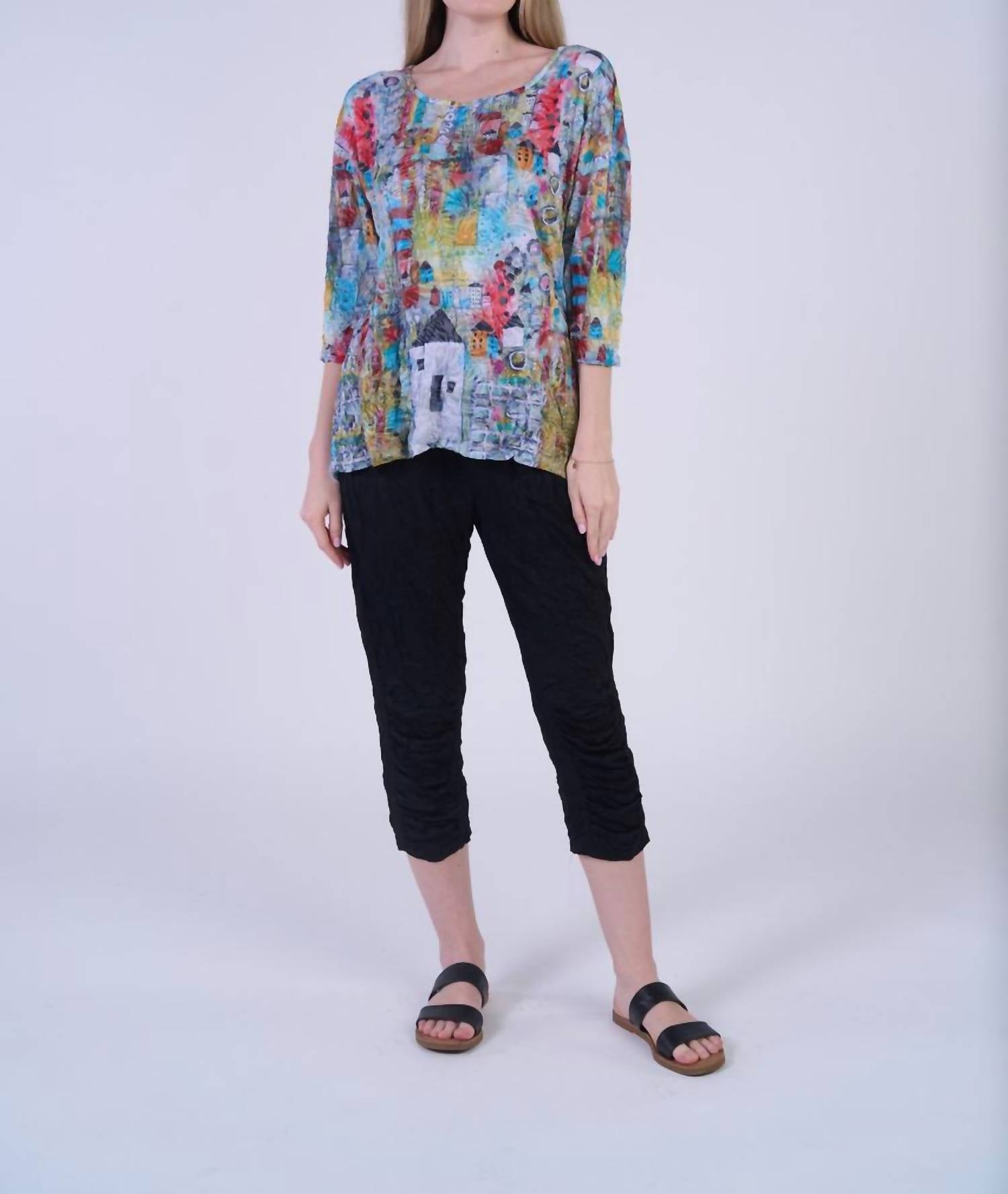 Shana Apparel - Crinkle Button Back Tunic Top