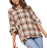 Collective Rack - Layered ruffle plaid top