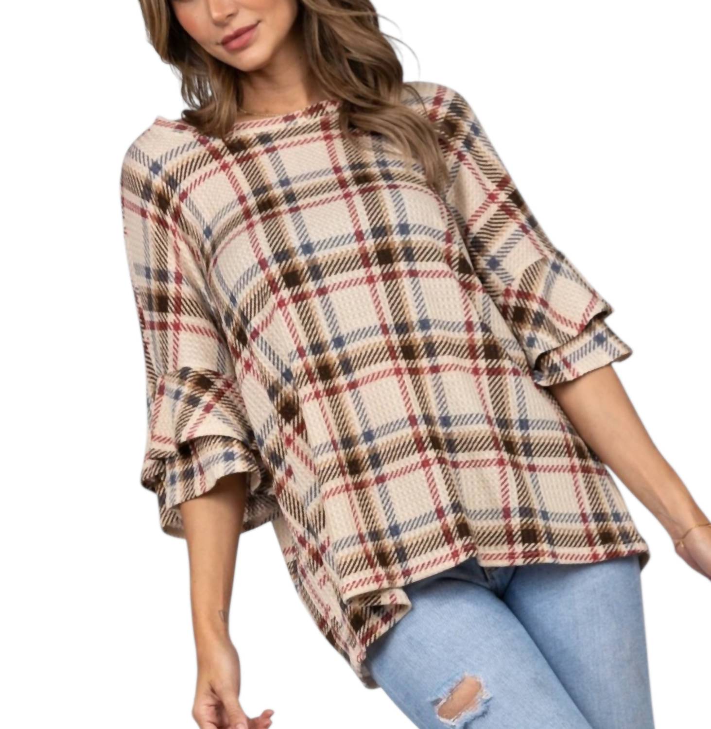 Collective Rack - Layered ruffle plaid top