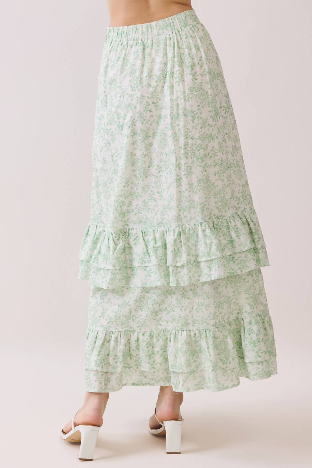 Tcec - Floral Ruffle Maxi Skirt