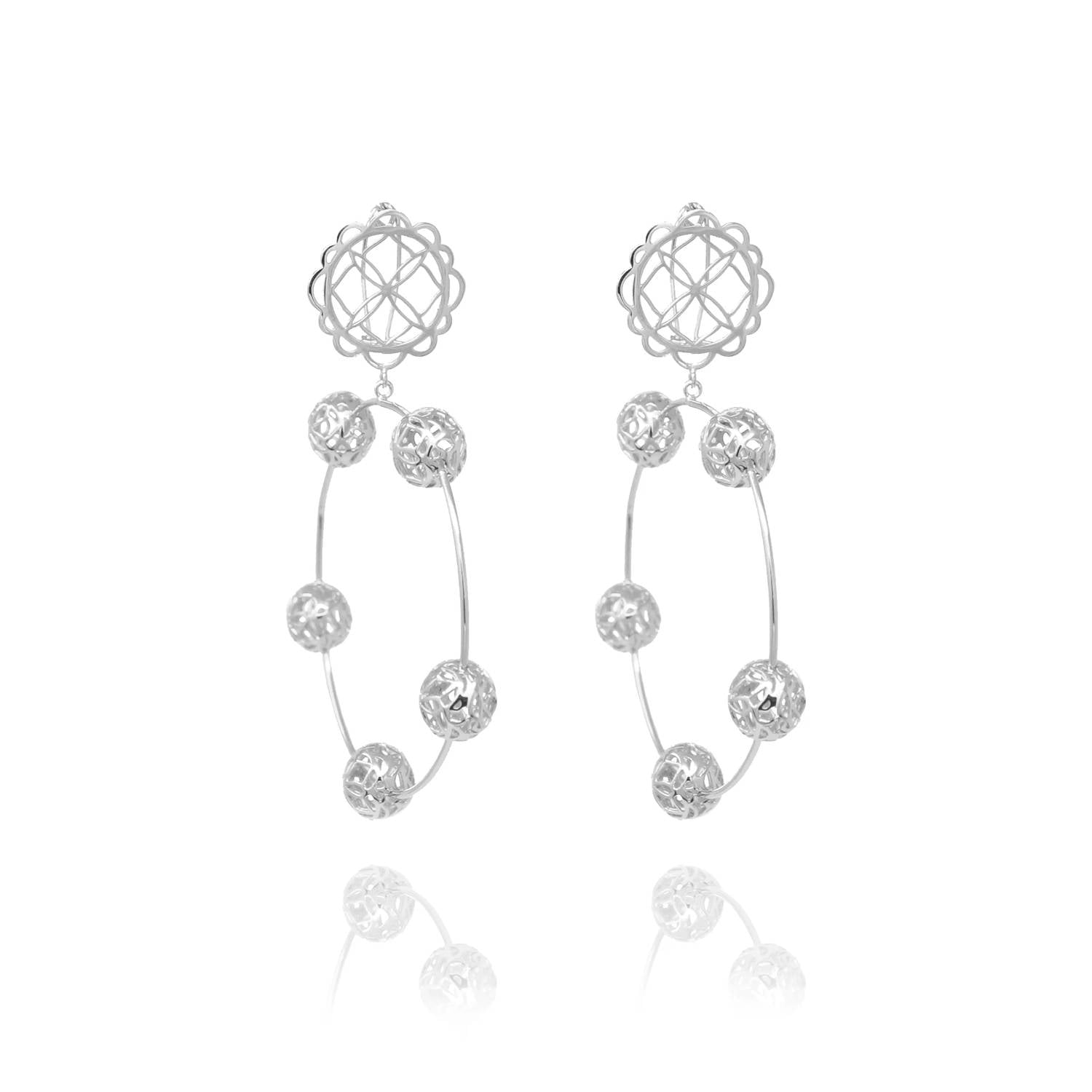 Georgina Jewelry - Women's Flower Sphere Hoops Earring
