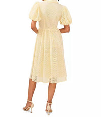 CeCe Balloon-sleeve Cotton Dress in lemon ice - women's dress - alternate view