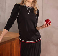 Simondona - Contrast Stitching Long Sleeve Tee