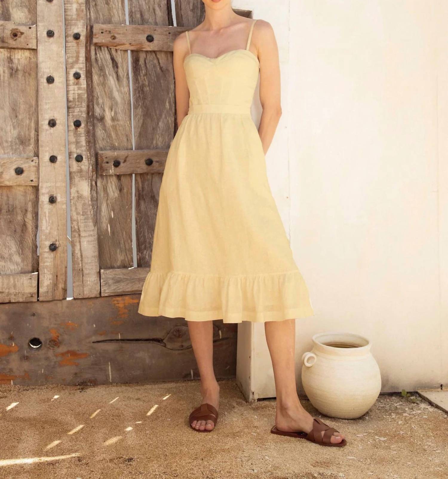Andres Otalora - Inspiras Corseted Linen Midi Dress