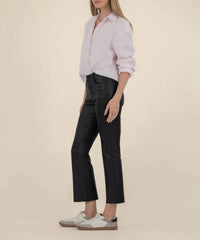 KUT FROM THE KLOTH Kelsey Coated Ankle Flare Pants With Raw Hem in black - women's pants - alternate view