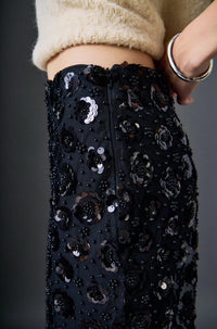 English Factory - Women's Flower Sequin Sheer Midi Skirt