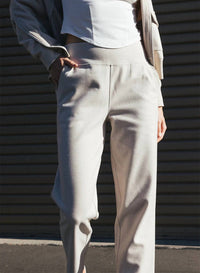 THRIVE SOCIETE Quinn Rib Trim Trouser in stone - women's pants - alternate view