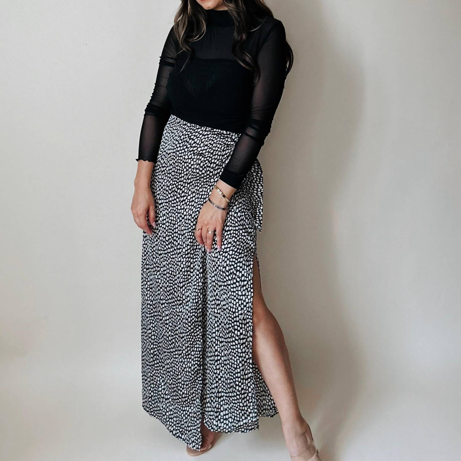 Promesa - Angeles Animal Print Satin Wrap Skirt