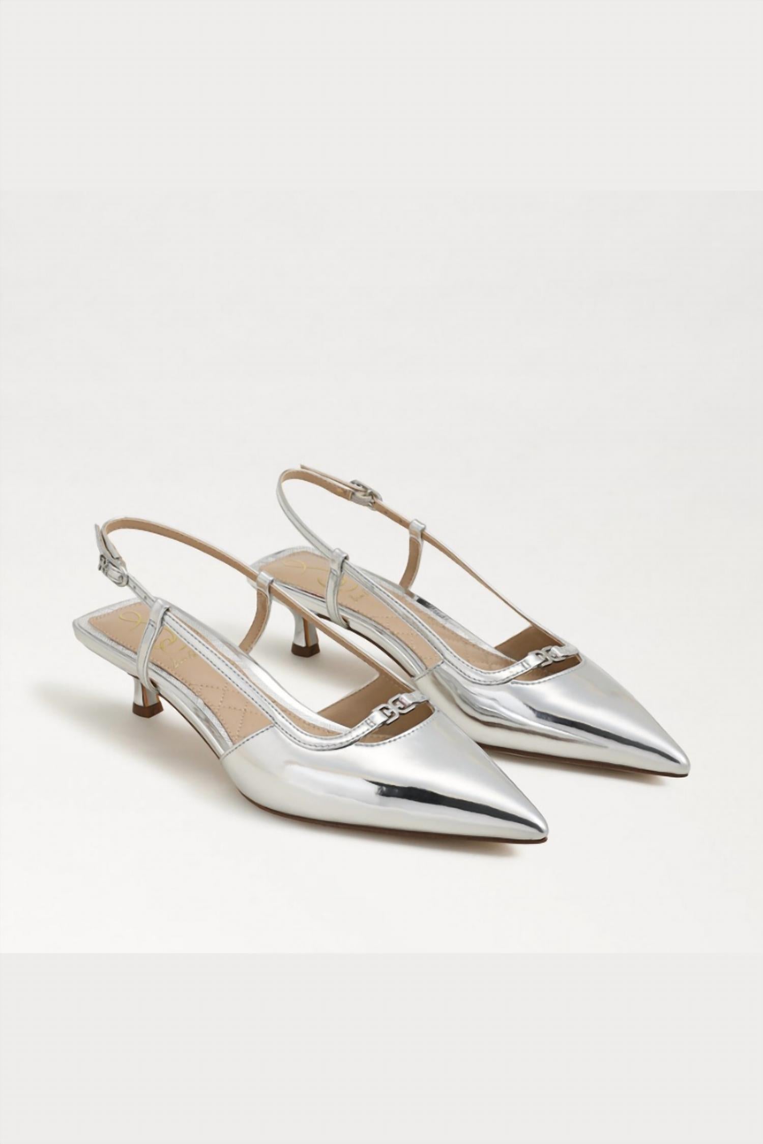 Sam Edelman Women's Toni Slingback Kitten Heel in soft silver metallic - women's heels - view 7