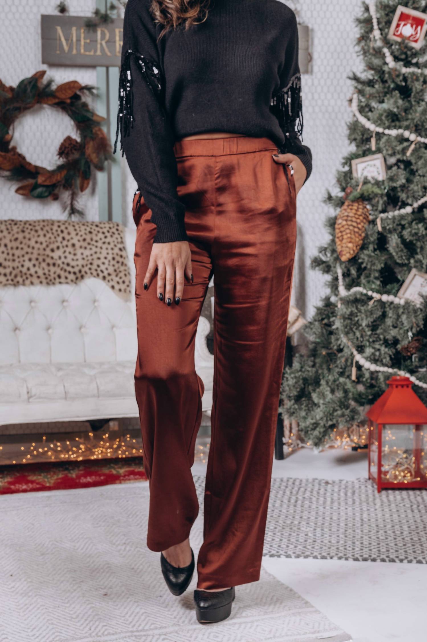Skies Are Blue - DANI SATIN TROUSERS