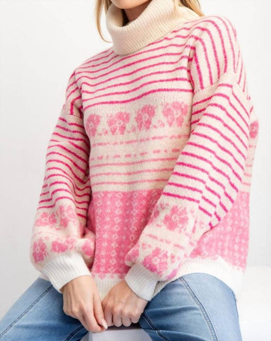 Easel - Multi Patterned Knit Sweater Pullover