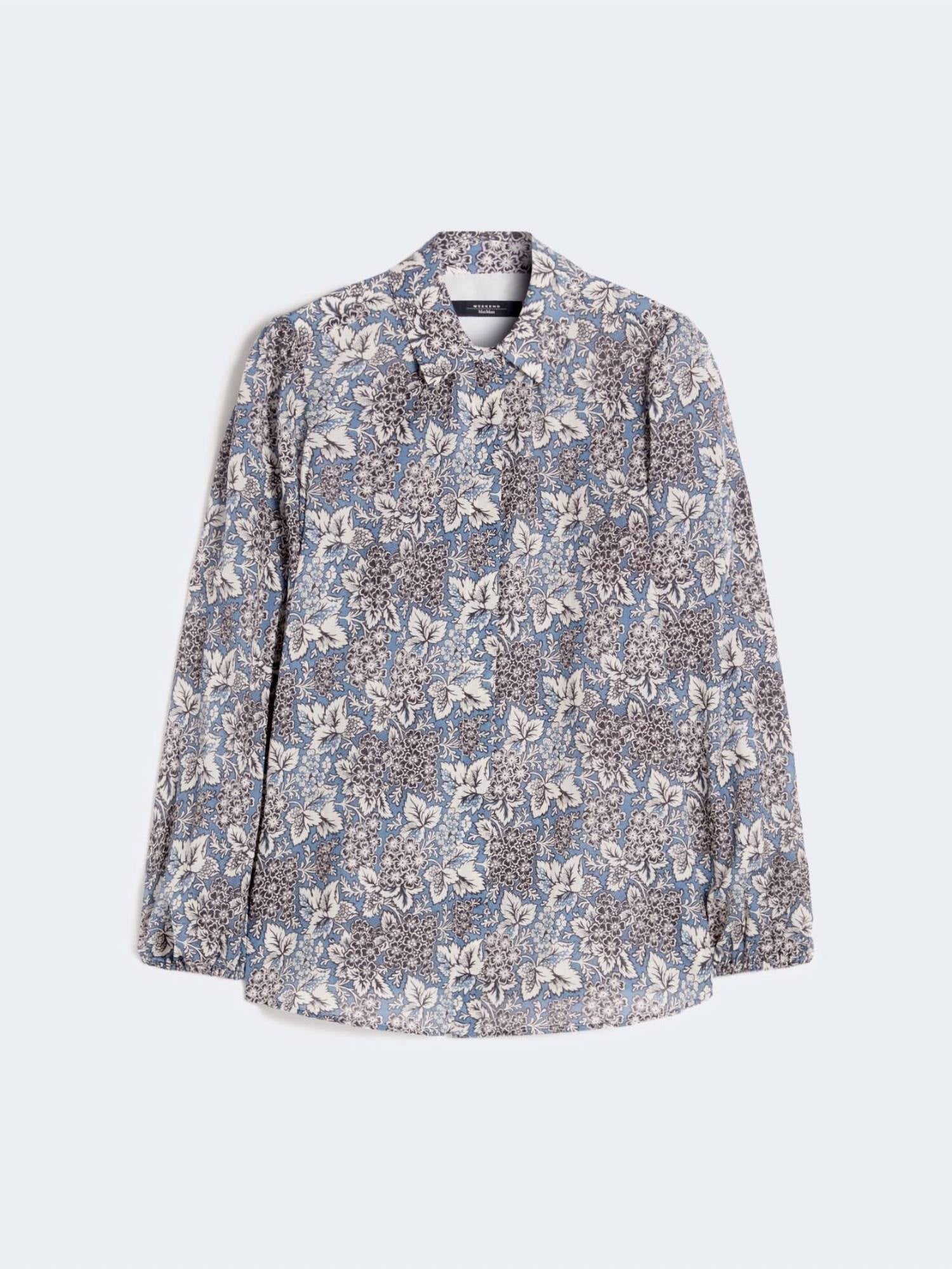Weekend Max Mara Printed cotton voile shirt in navy - women's blouse - view 4