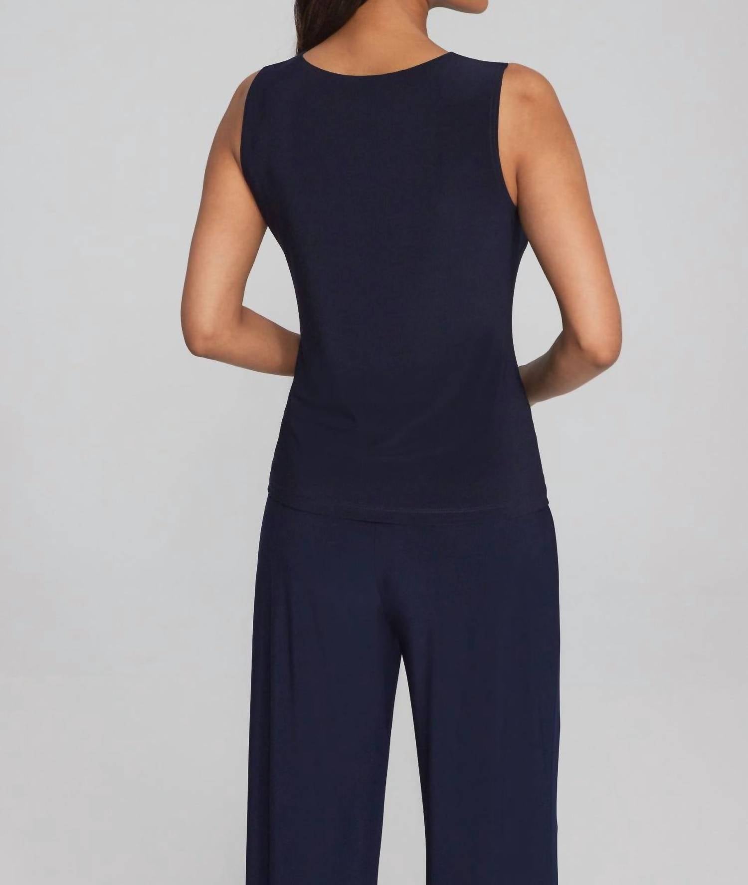 Joseph Ribkoff Embellished Tank With Chiffon Cardigan in navy - women's tank top - detail view
