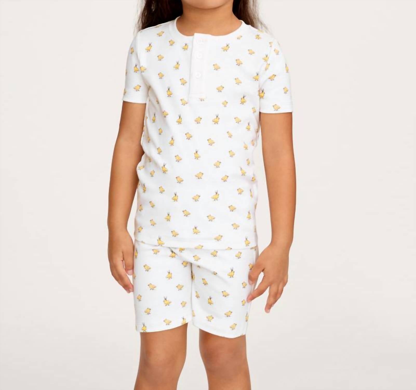 Petite Plume Kid's Pima Snug Fit Short Set in tres chick - kids' sleepwear