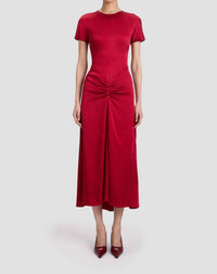 VICTORIA BECKHAM Gathered Detail T-Shirt Midi Dress in rose - women's dress