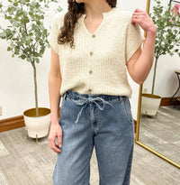 Blu Pepper - Short Sleeve Button Sweater