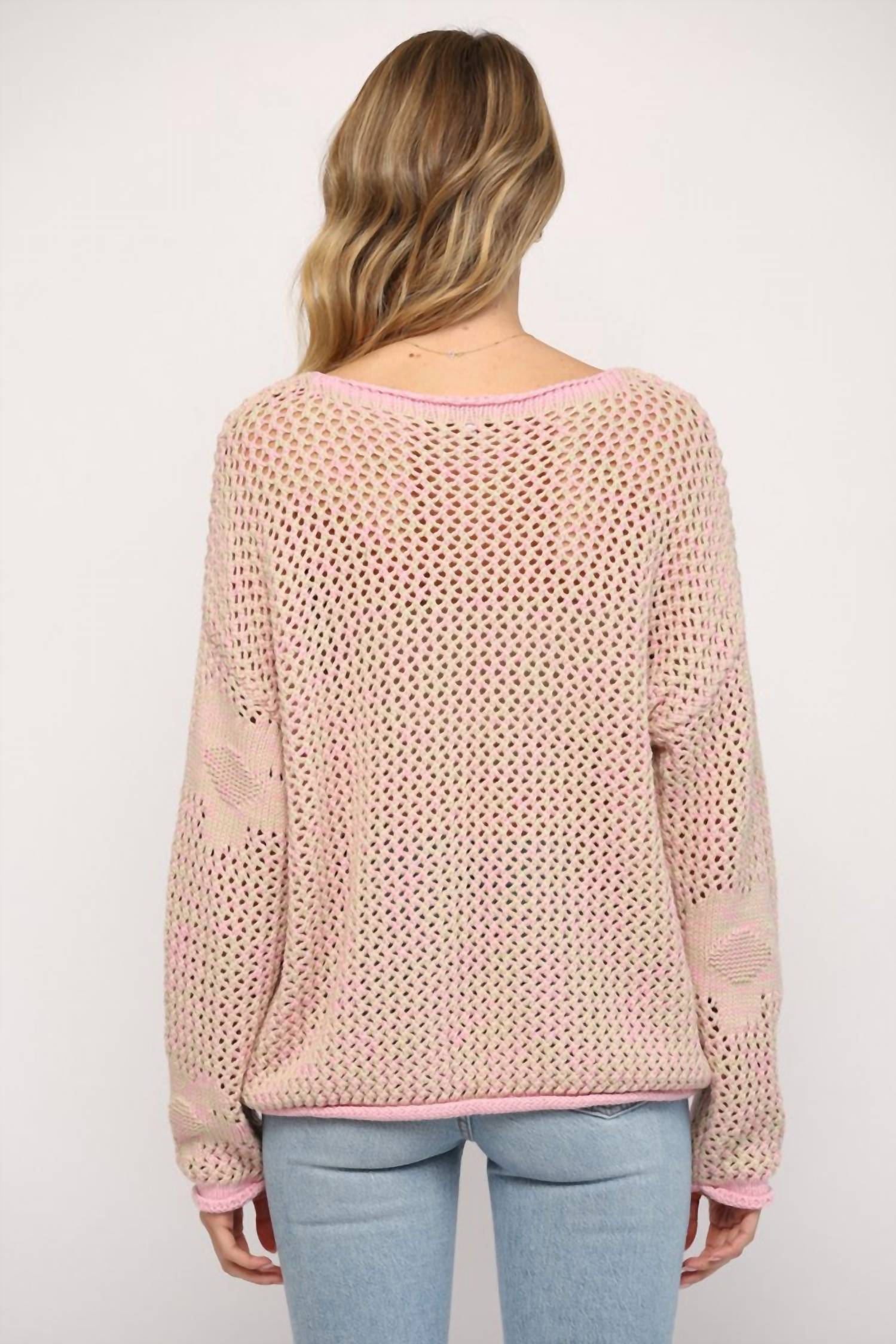 Fate - FLORAL PATTERN OPEN KNITTED SWEATER