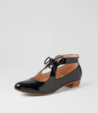 Django & Juliette Women's Ewing Ballet Sandal in black leather - women's sandal - detail view