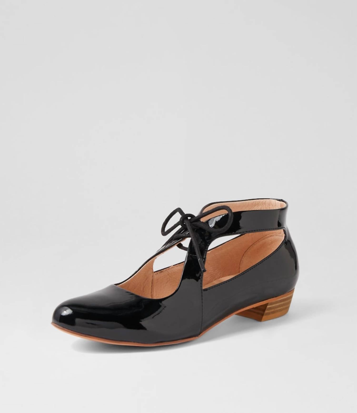 Django & Juliette Women's Ewing Ballet Sandal in black leather - women's sandal - detail view