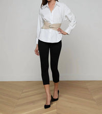 L'Agence - Alexandra Croc-embossed Corset Belt