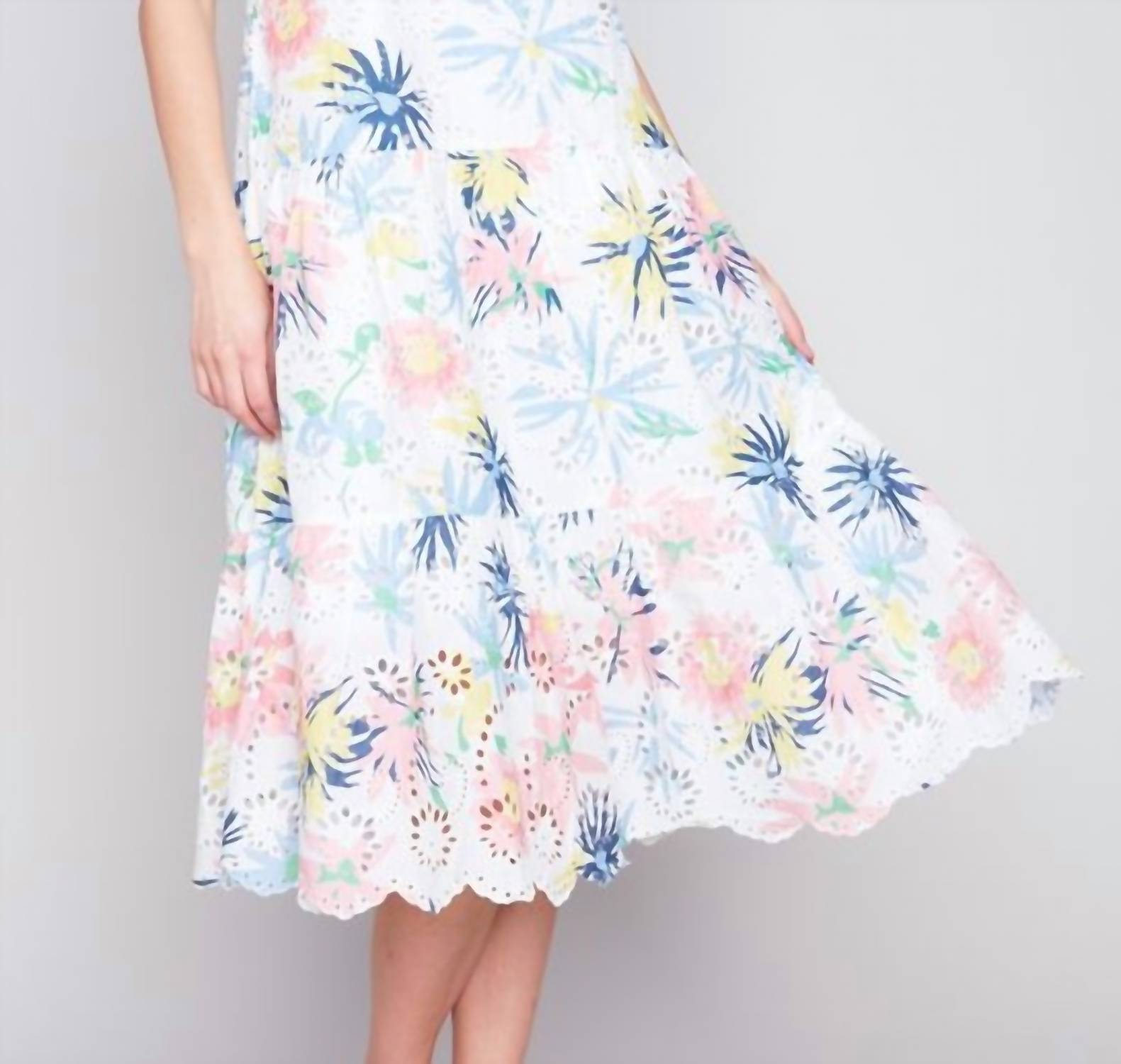 CHARLIE B Floral Eyelet Dress in poem - women's dress - detail view