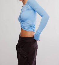 Free People - Tempo Ruched Longsleeves Top