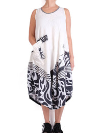 Mara Gibbucci - Linen Patchwork Midi Dress