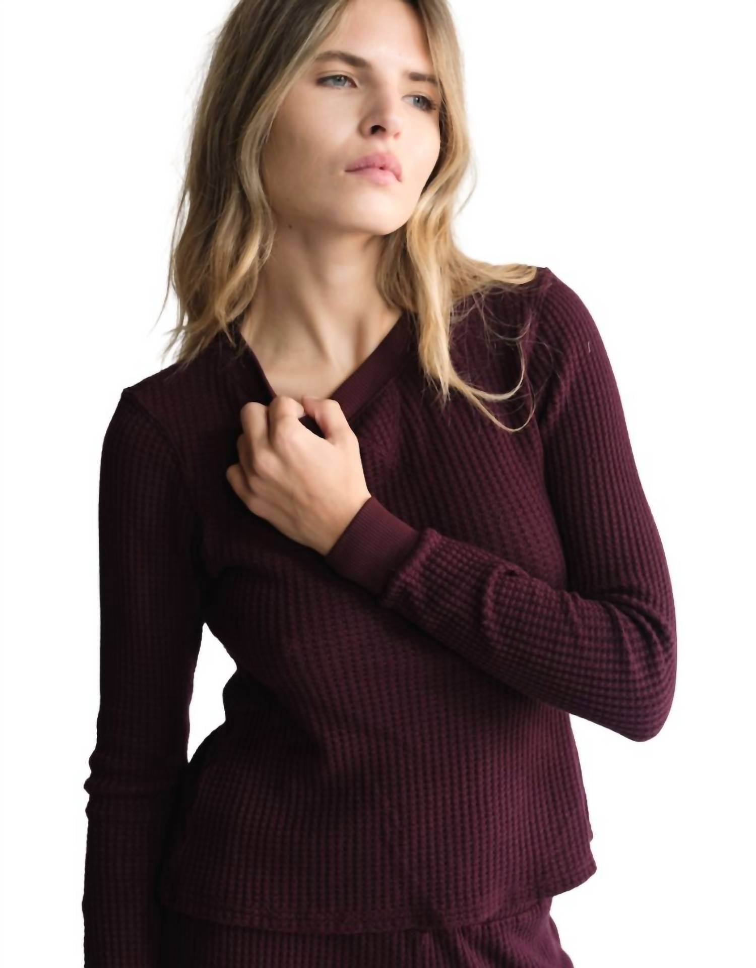 People Of Leisure - Women's Maine Waffle Long Sleeve Tee