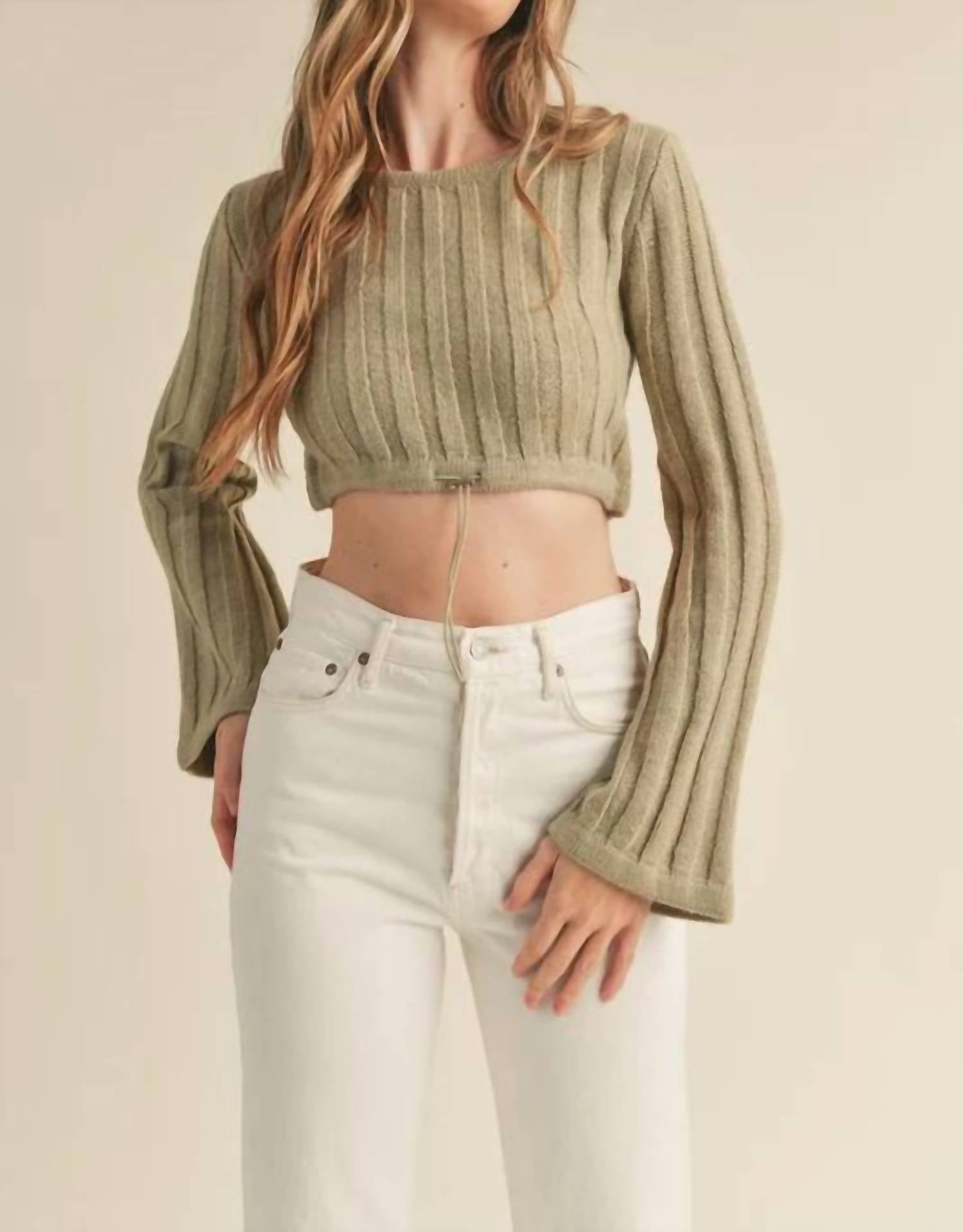 Mable - Long Bell Sleeve Crop Top