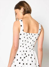 Apricot - Polka Dot Smocked Midi Dress