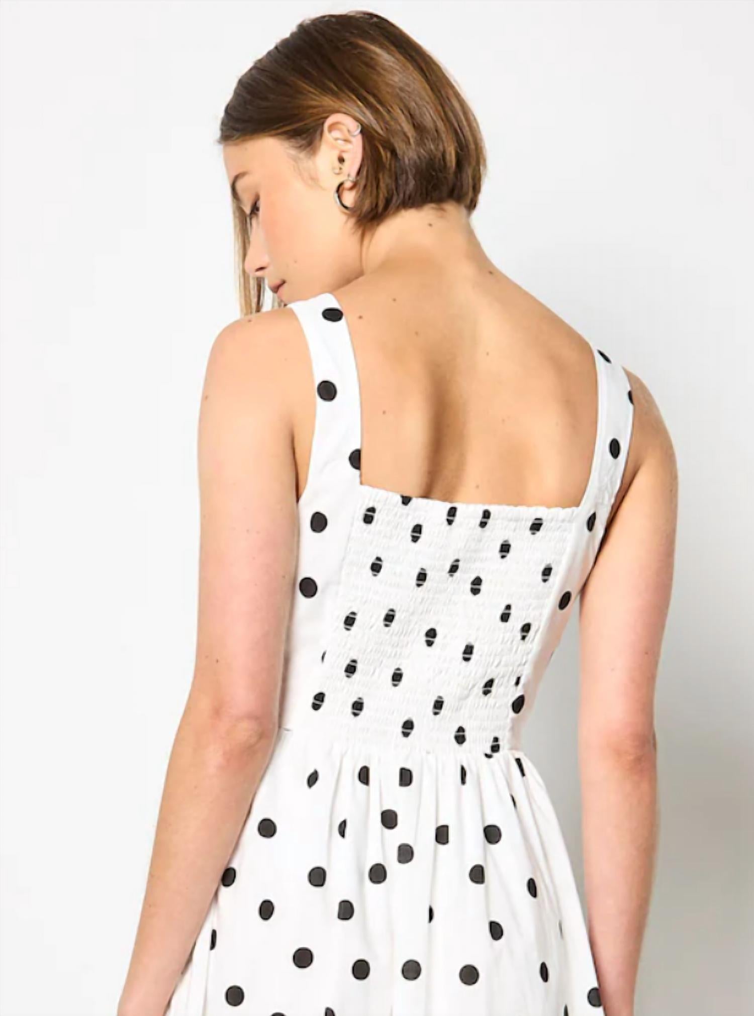 Apricot - Polka Dot Smocked Midi Dress