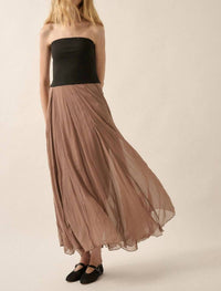 Promesa - Colorblock Strapless Textured Chiffon Maxi Dress