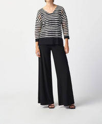 Joseph Ribkoff - Striped Holey Knit High-low Top