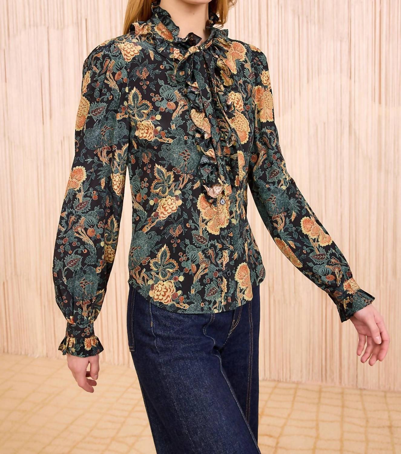 Ulla Johnson - Catroux Silk Long Sleeve Button Front Blouse