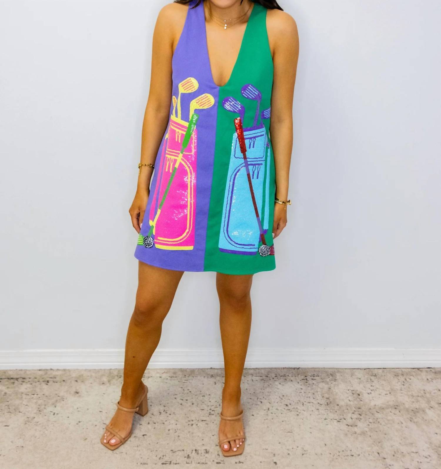 Queen Of Sparkles - Colorblock Golf Clubs Tank Dress