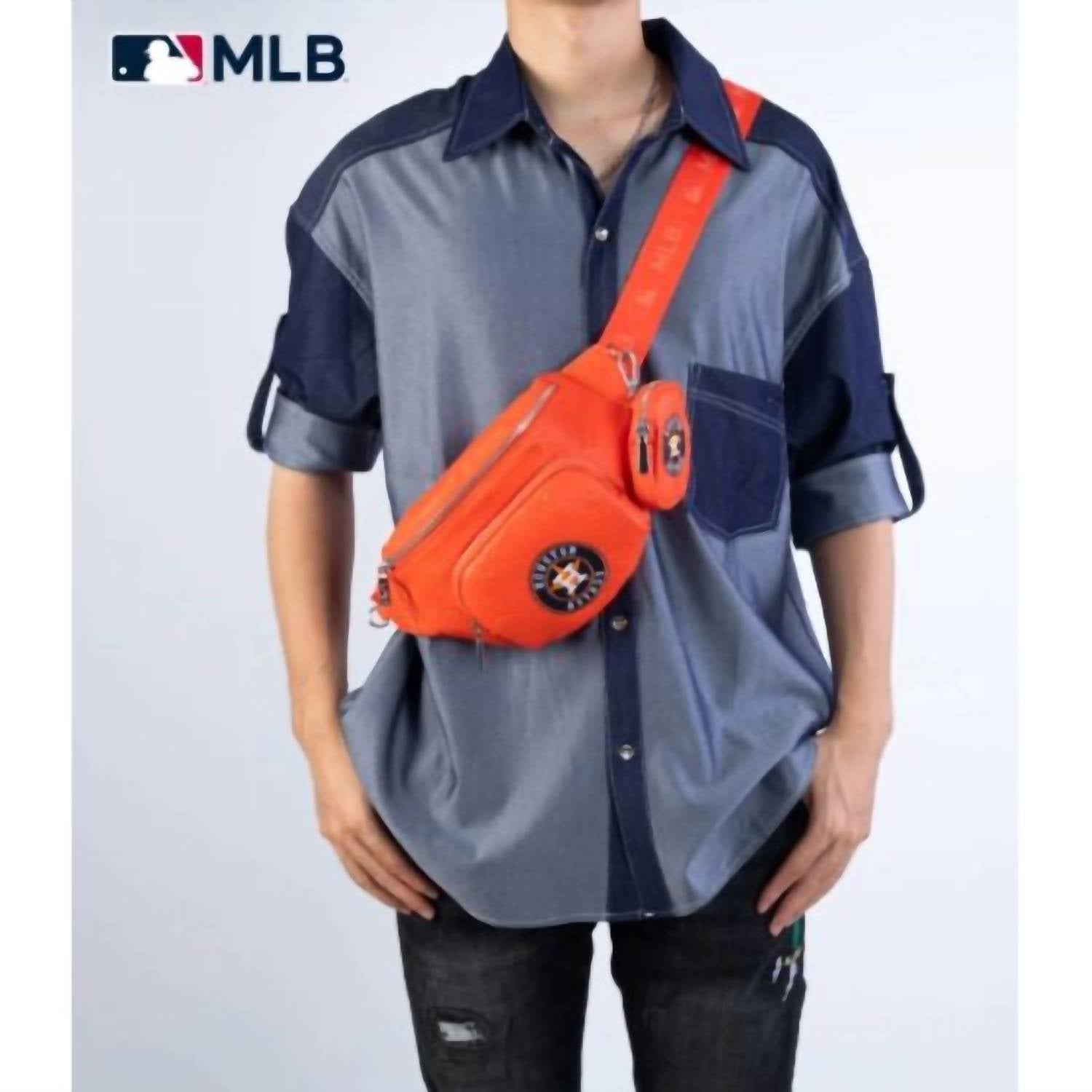 Montana West Men's Houston Astros Major League Baseball Fanny Pack Sling Bag in orange - men's bag - view 4
