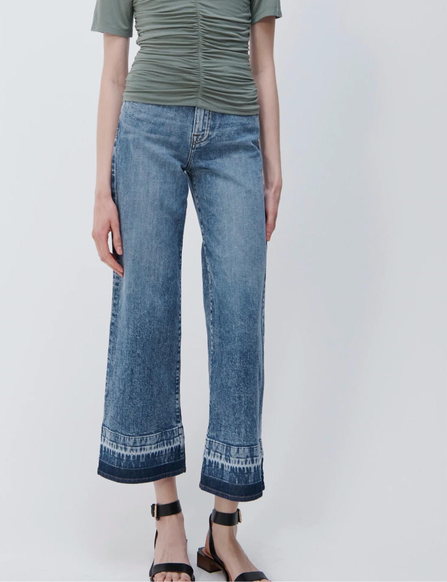SIMKHAI Jude Wide Leg Jeans in sherwood - women's jeans
