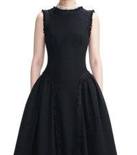 self-portrait Boucle Sleeveless Midi Dress in black - women's dress - alternate view