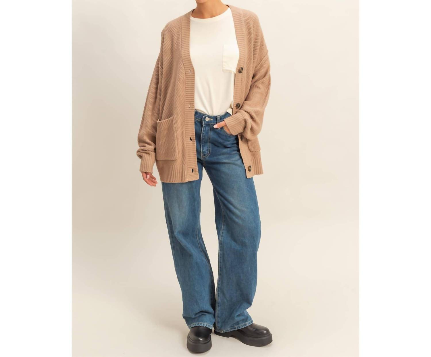 Hyfve - Button-Front Oversized Cardigan