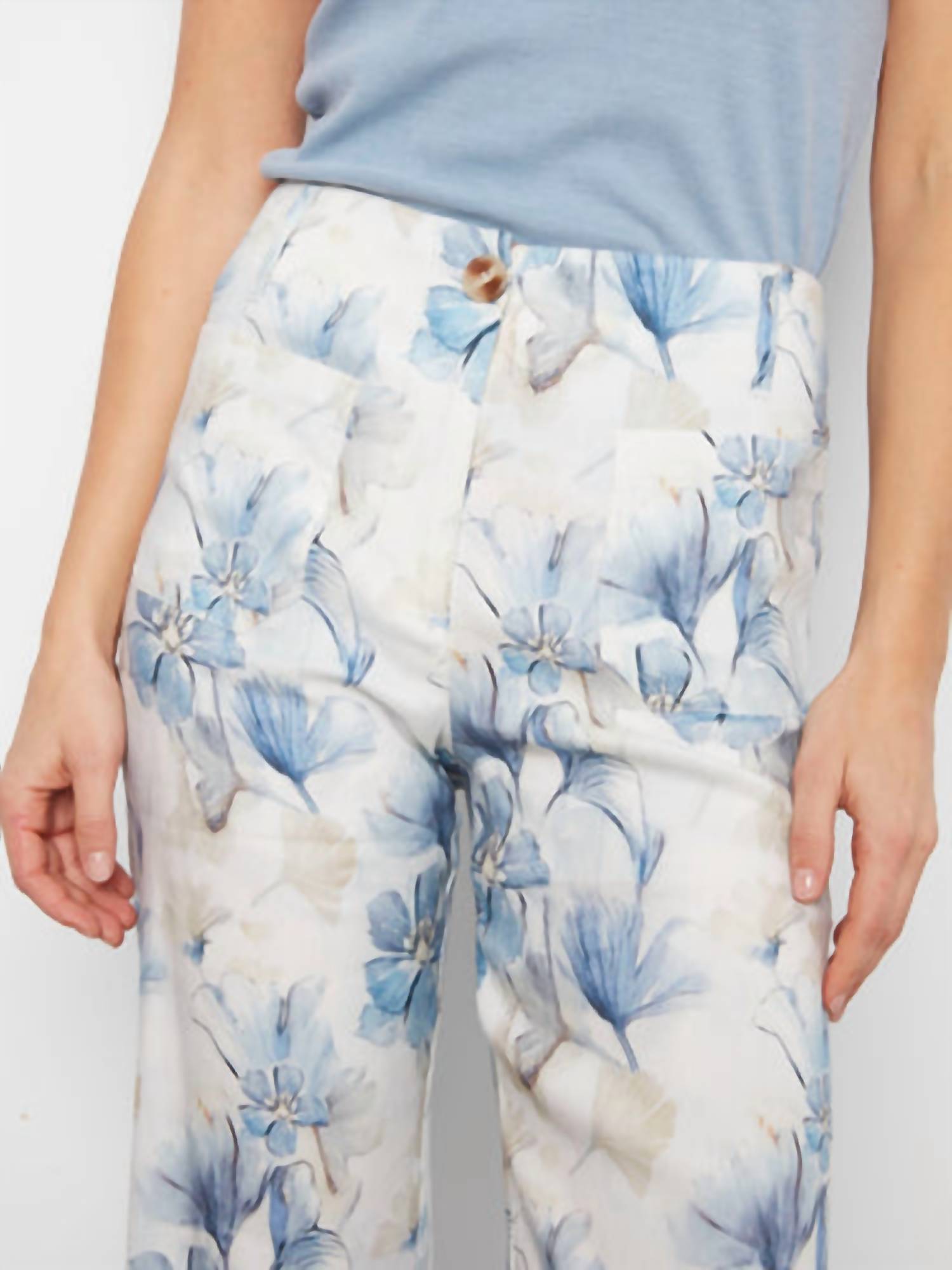 CHARLIE B Printed Cropped Linen Blend Pants in serene - women's pants - view 5