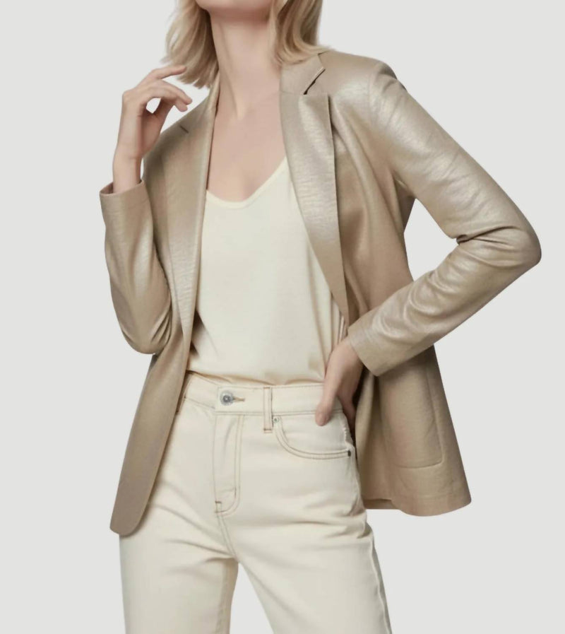 MAJESTIC FILATURES Stretch Metallic Linen One Button Blazer in sable - women's jacket