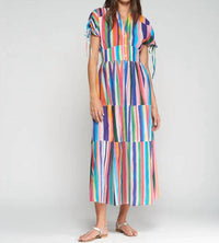 Vilagallo A-Line Striped Dress in multi - women's dress