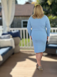 Amelia K. Luxe - Button Down V-neck Midi Dress