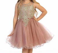 Bijan Kids - Gold Dress With Iridescent Beading