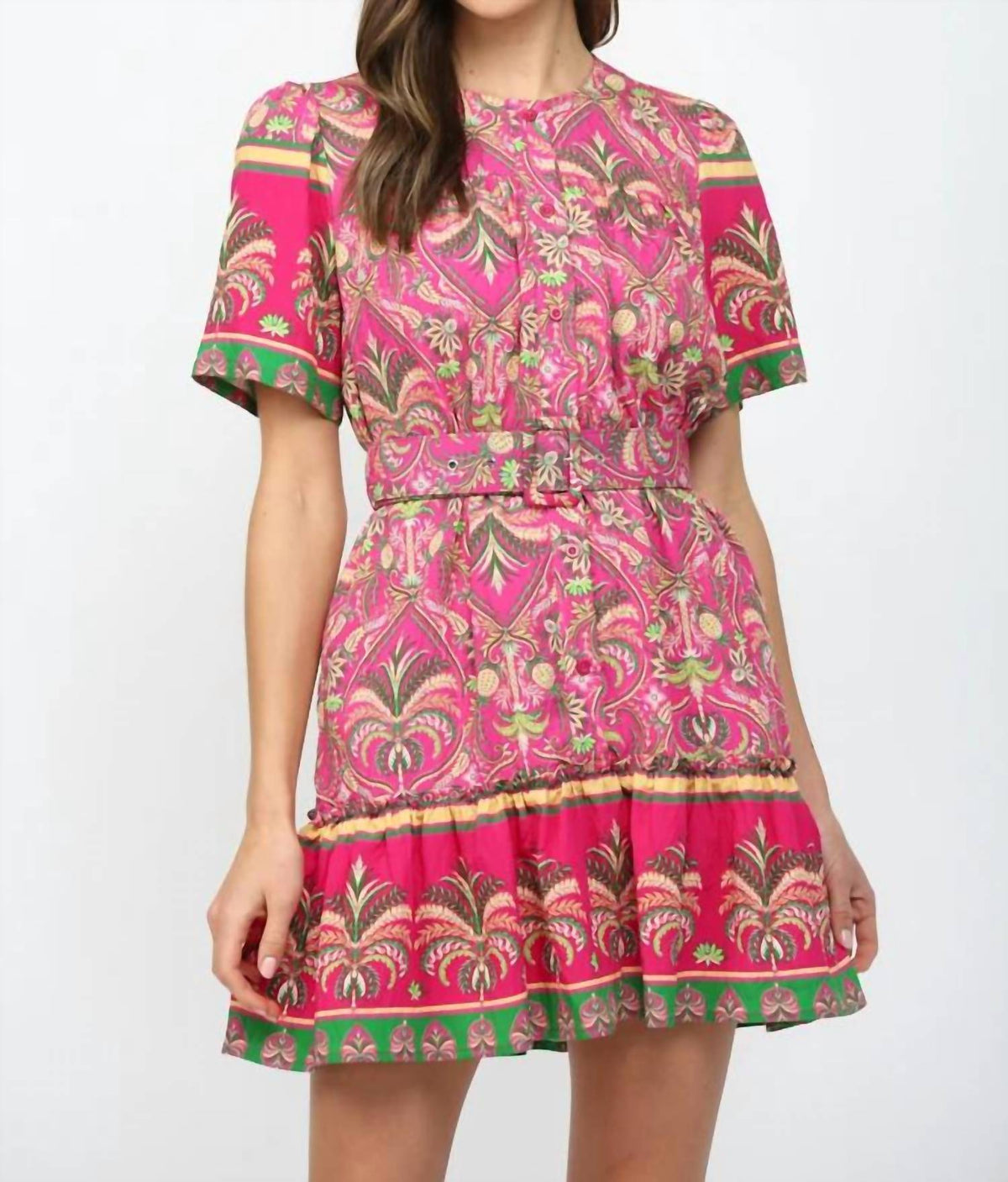 Fate - Botanical Border Button Down Mini Dress