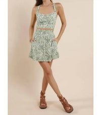 Sage The Label - Palm Whispers Elastic Waist Mini Skirt
