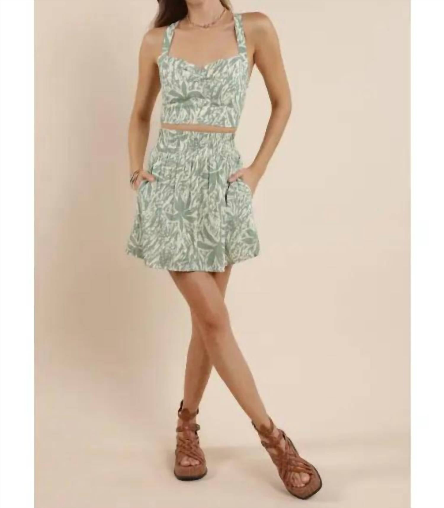 Sage The Label - Palm Whispers Elastic Waist Mini Skirt